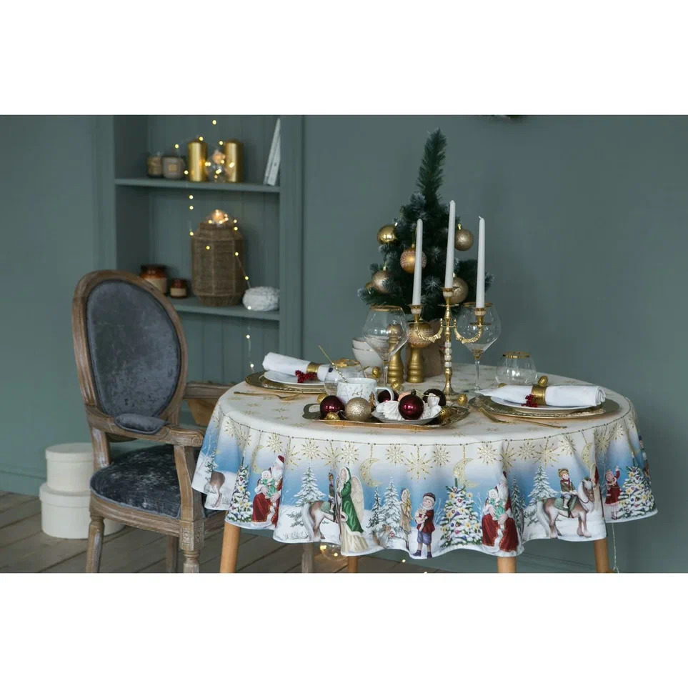 Скатерь круглая Этель Рождественское время 220см, хлопок арт.4496669 по цене 