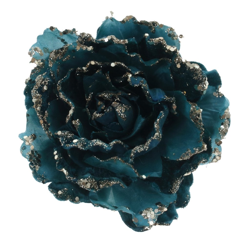 Изделие декоративное Цветок бирюзовый на ножке 15х15х13см по цене 