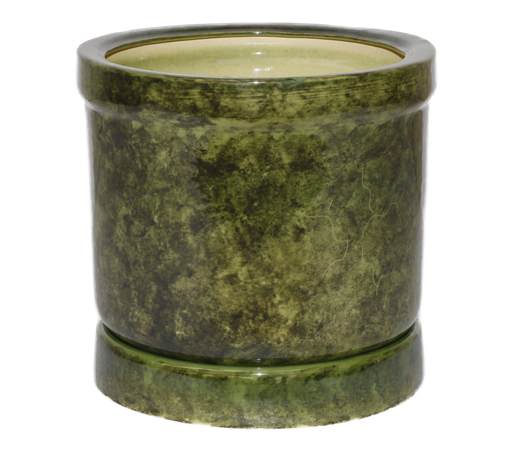 Кашпо декоративное Цилиндр среднее, зеленый В37см по цене 
