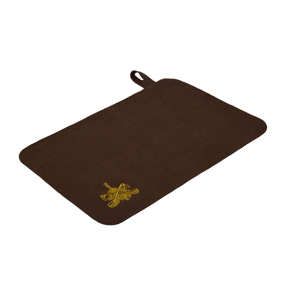 Коврик Банные штучки для сауны с вышитым логотипом коричневый войлок 49,5х33см по цене 