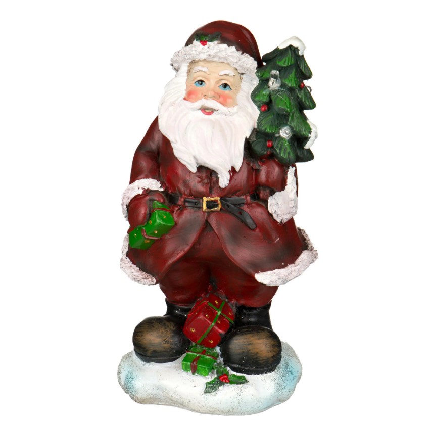Фигура декоративная Дед Мороз с елкой и подарком Н-21см полистоун арт.НФ213 по цене 
