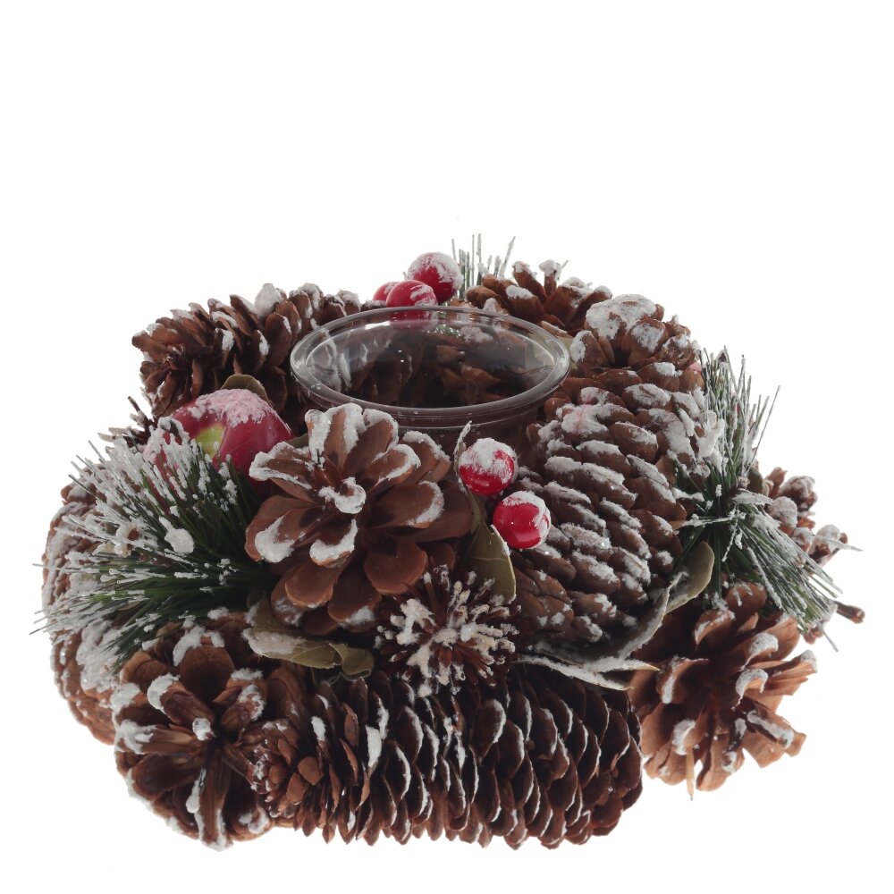 Подсвечник Шишки Новогодние коричневый 19х19х9,5см по цене 