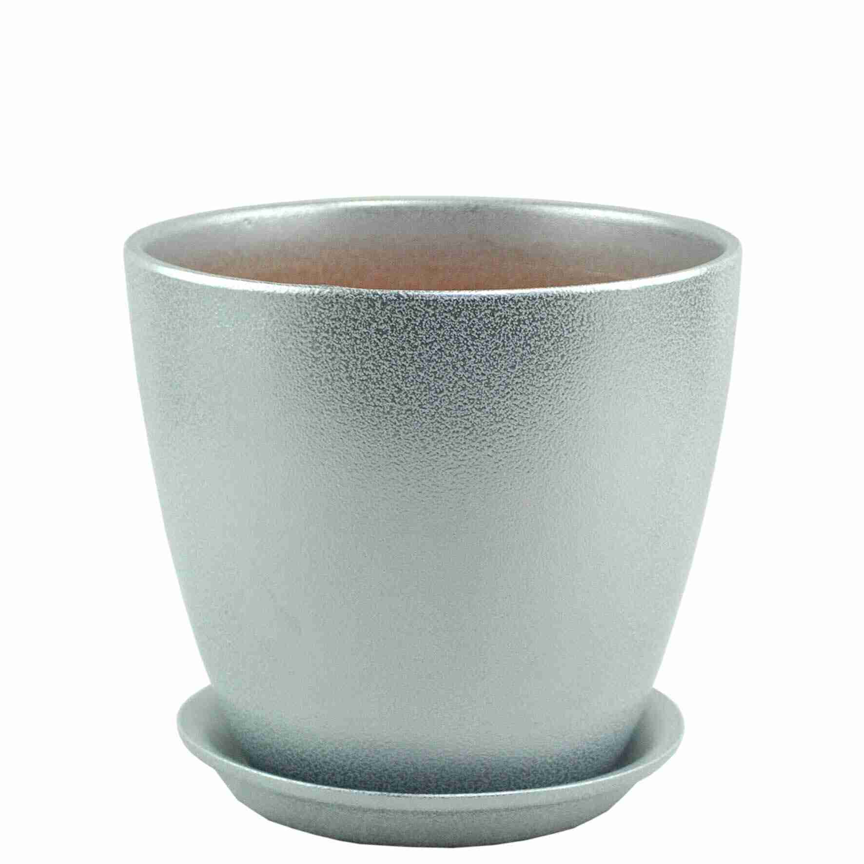 Горшок бутон Глянец 15х15см 1,7л керамика,  мет.бел/сер. арт.601523 по цене 