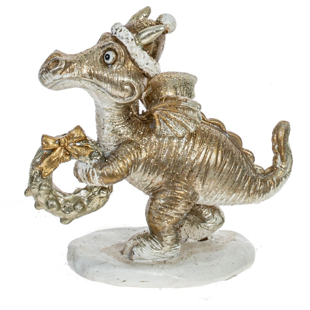 Фигурка декоративная Дракон золотой венок 8х4х7,5см полимерные материалы арт.794297 по цене 