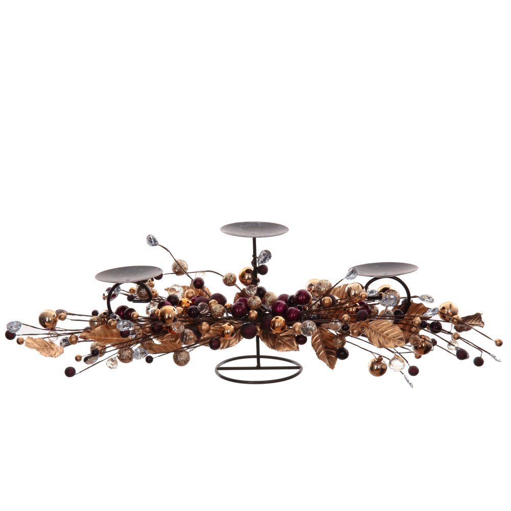 Подсвечник Золотые шарики на 3 свечи 74х19х21,5см по цене 