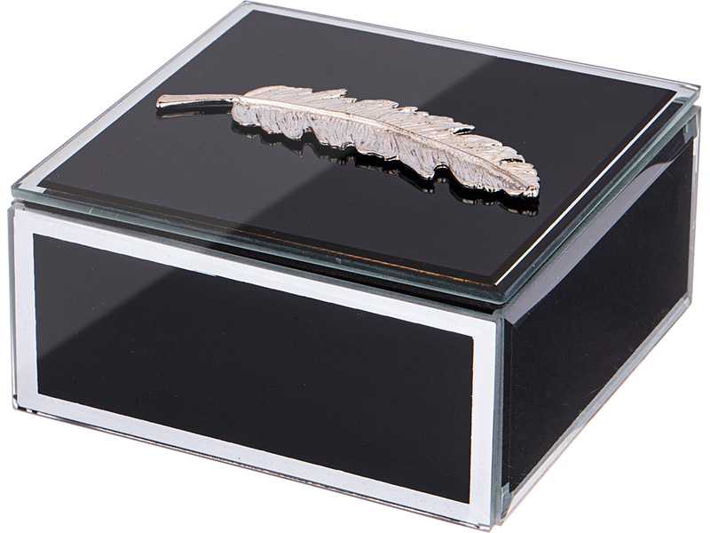 Шкатулка Лефард Перо 12х12х7см мдф, стекло арт.453-160 по цене 