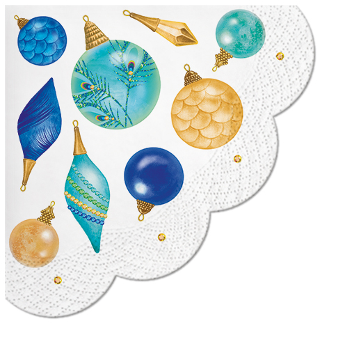 Салфетки ланч Коллекция Павлин трехслойные 32см 12шт арт.SDR232700 по цене 