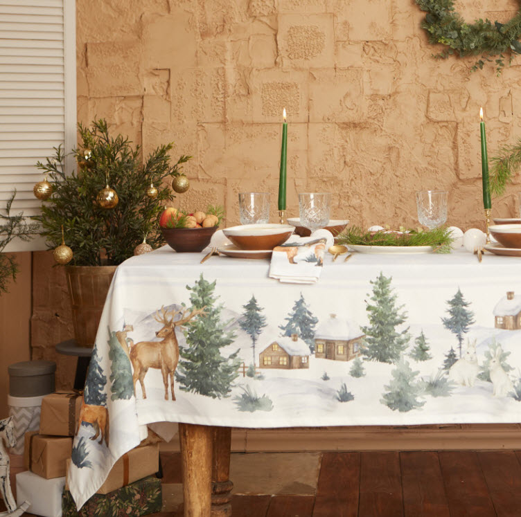 Набор столовый Этель Лесные животные: скатерть 150х220см, салфетки 40х40см 12шт арт.7319009 по цене 