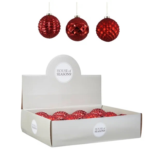 Украшение новогоднее Шар Красный в асс., арт.84024 10см, 3в. по цене 