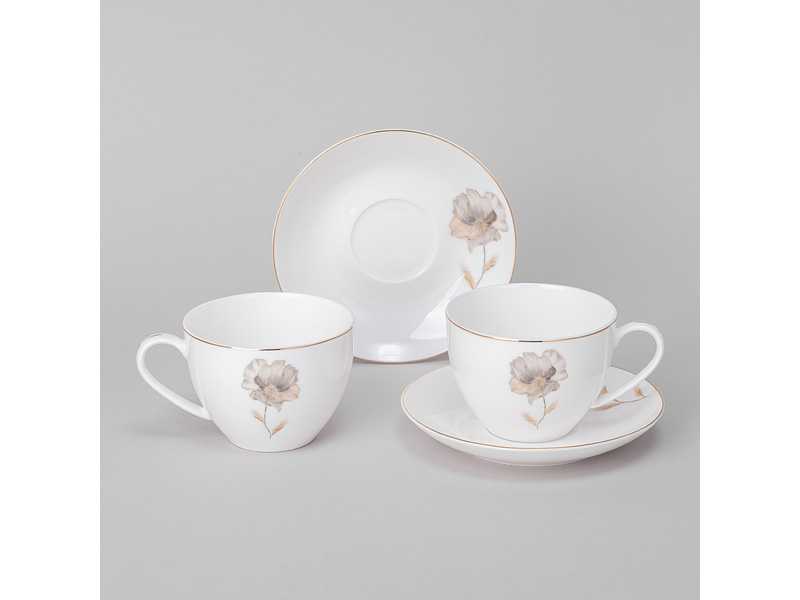 Набор чайный Лефард Вдохновение Золотой цветок на 2пер 4пр 260мл, фарфор арт.422-123 по цене 