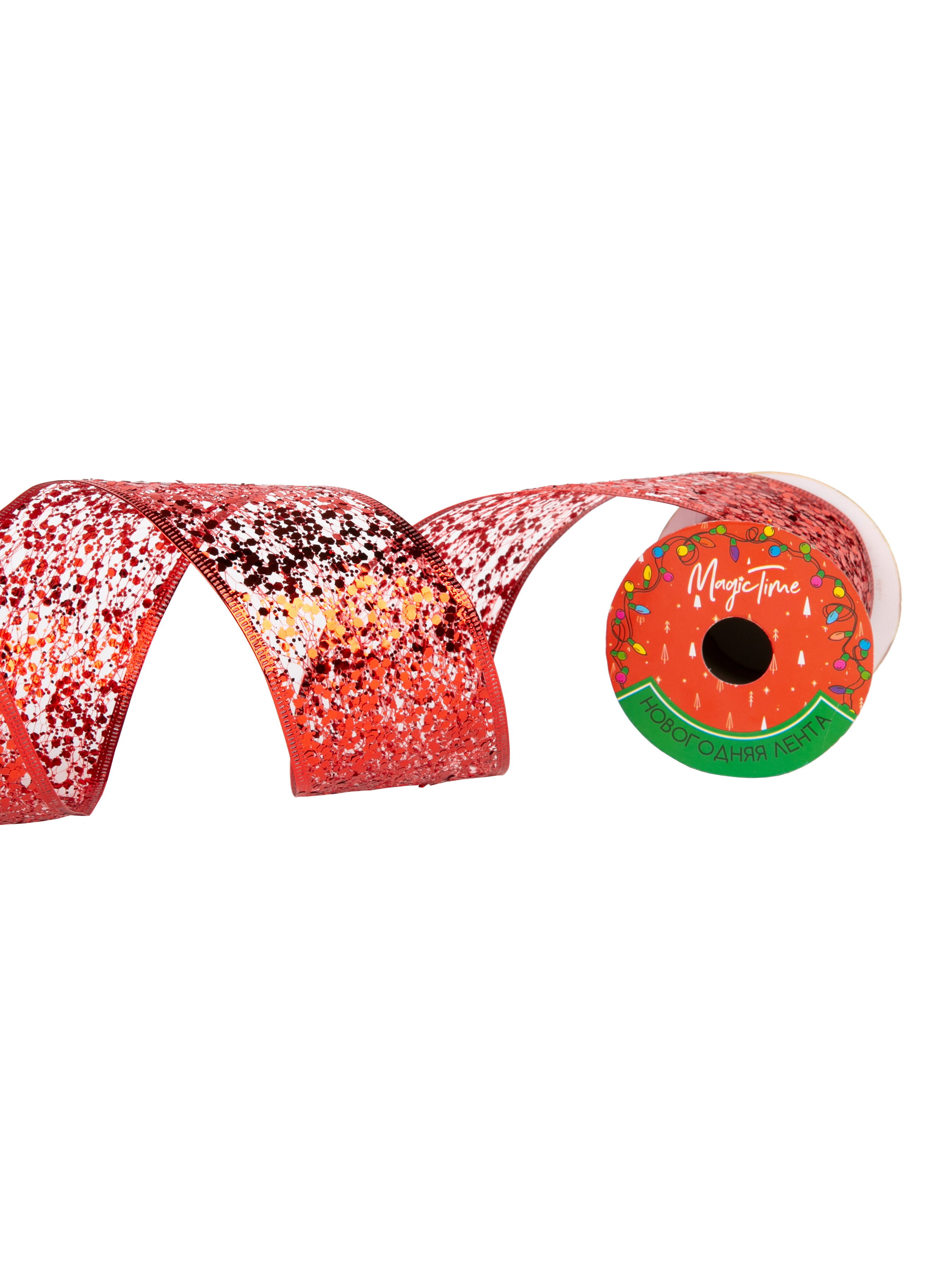 Лента новогодняя Глиттер красный 270х6,3х0,01см арт.90809 по цене 