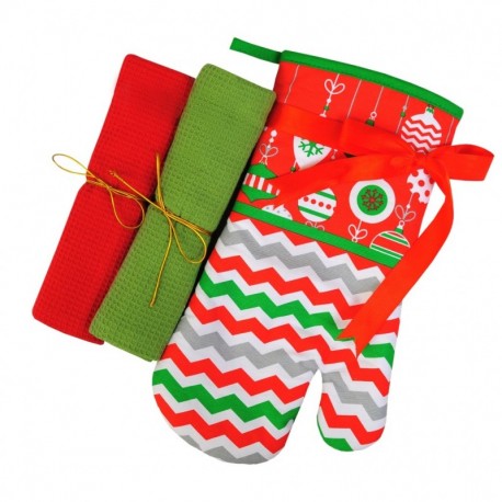 Набор для кухни Новый год рукавица 18х30см два полотенца 38х63см, арт.Фишт-17 по цене 