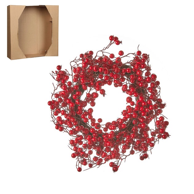 Венок из красных ягод Триумф, красный 40см по цене 