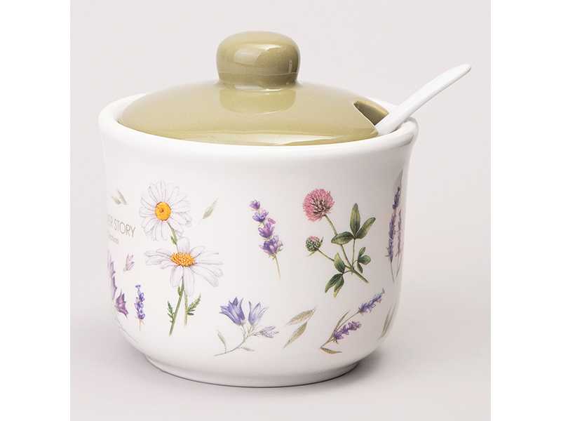 Сахарница с ложкой Агнесс История цветов 300мл, керамика арт.358-2186 по цене 