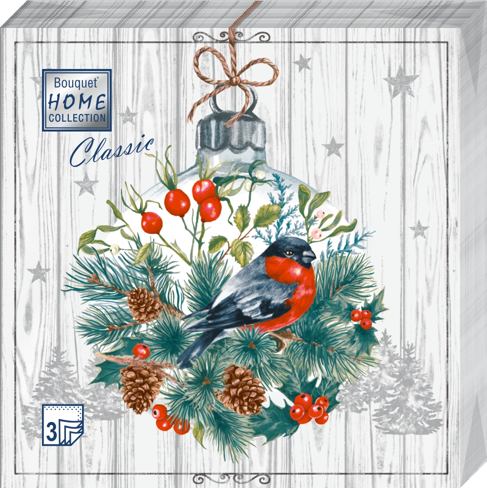 Салфетки бумажные Сказочное украшение 33х33см 3-х слойные 20л арт.57880 по цене 