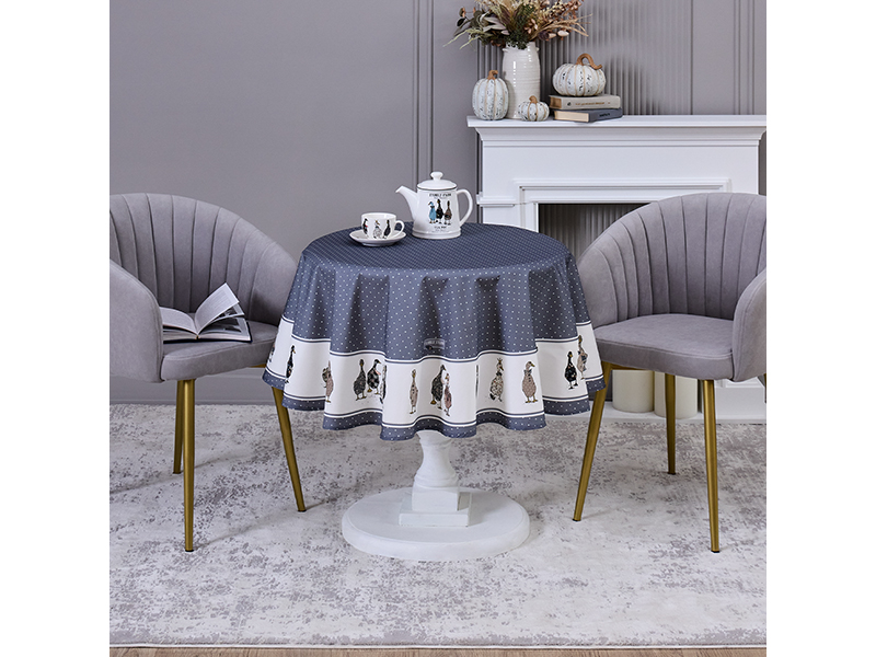 Скатерть круглая Семейная ферма 150см клетка капучино, хлопок твил пропитка арт.850-747-23 по цене 