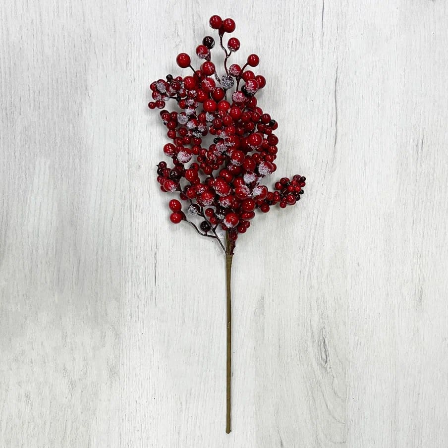 Ветка из красно-бордовых ягод 55см арт.87346 по цене 