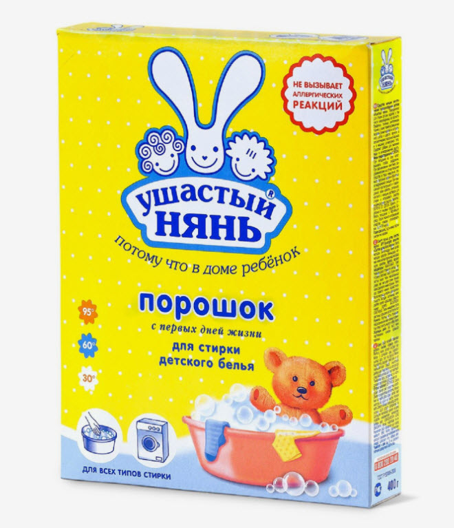 Порошок стиральный Ушастый нянь, для детского белья, 400г арт.1575687 по цене 