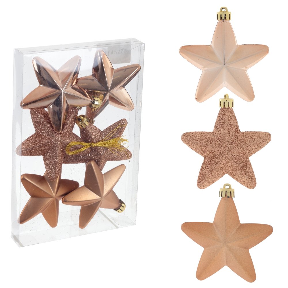 Украшение новогоднее Звезда бежевый набор из 6-ти шт 12,5х2,5х18,5см полимерные материалы арт.764236 по цене 