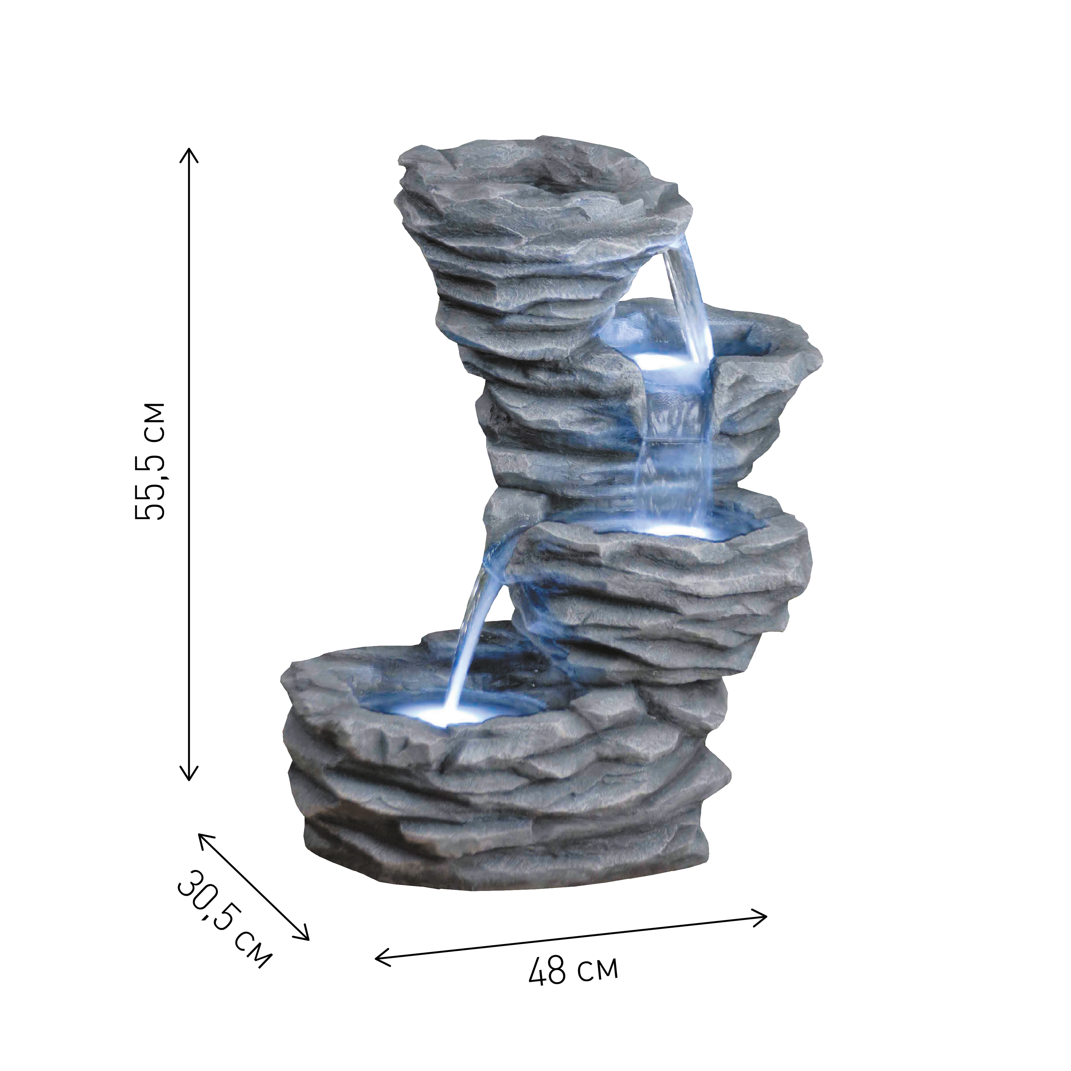 Фонтан садовый Водопад 55,5см, полистоун арт.Б0008232 по цене 
