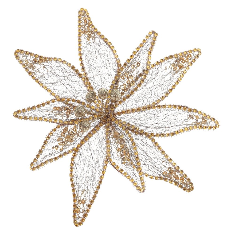 Цветок искусственный Пуансеттия на клипсе 23см арт.791117 по цене 