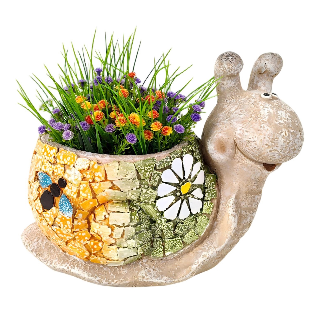 Кашпо Улитка 30х16,5х22,5см песочный/зеленый, магнезия по цене 