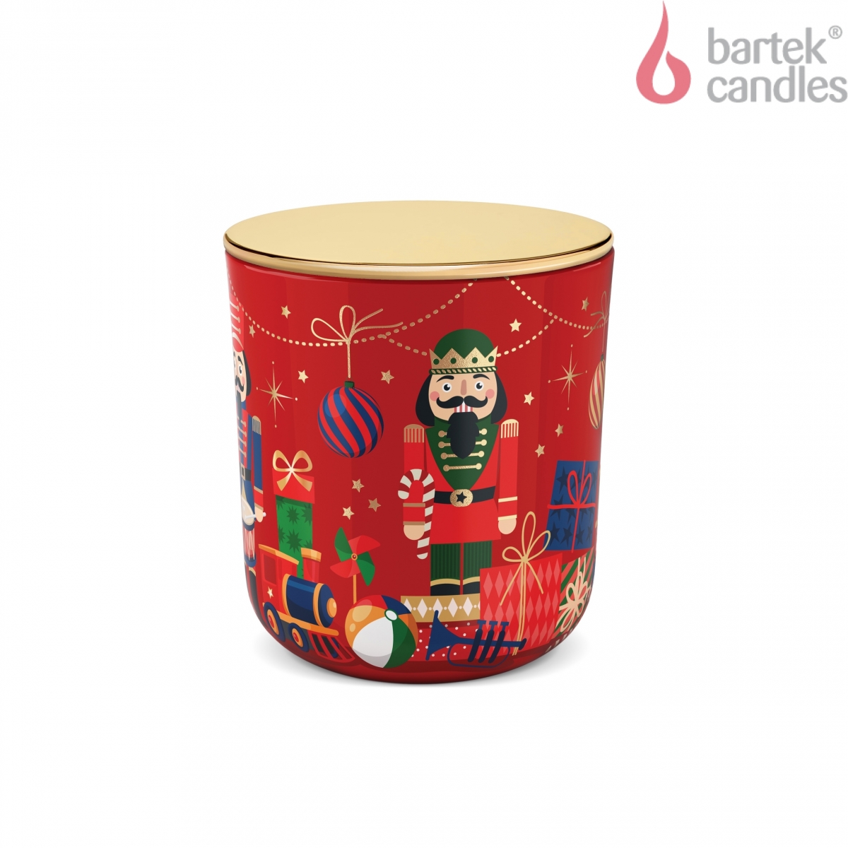 Свеча ароматизированная в стакане Щелкунчик с дер фитилем 150гр с крышкой по цене 