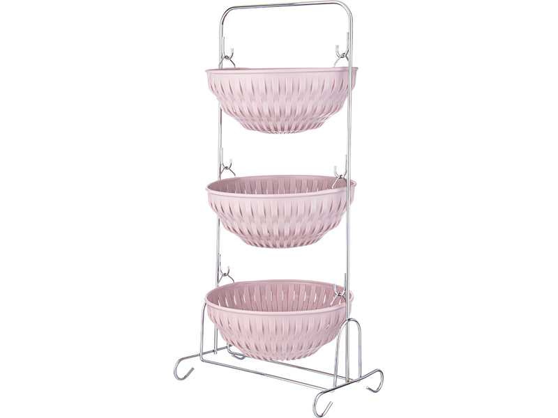 Корзина для овощей 3-х ярусная пластик пудровый арт.166-171 по цене 