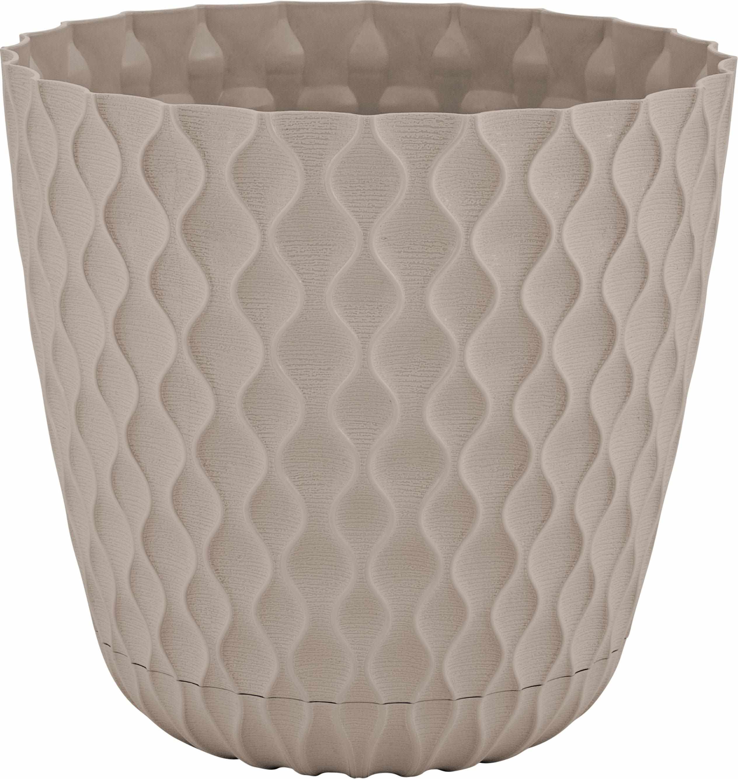 Горшок ИнГрин Волна с дренажной сеткой и поддоном 4,7л 20,5см, французский платан по цене 