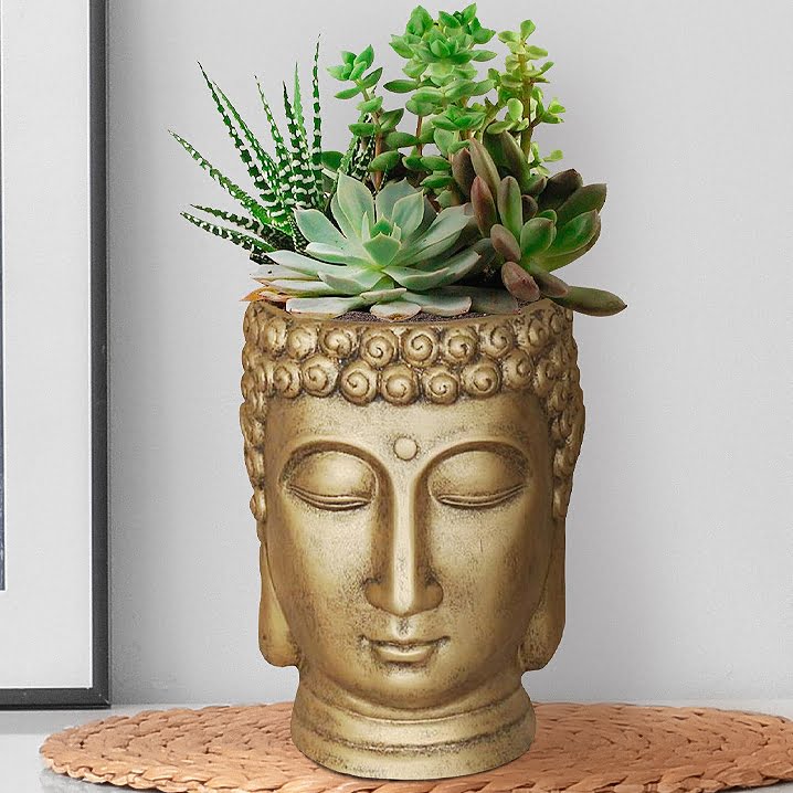 Кашпо Голова Будды 2,6л файберстоун, золото 19х18х24см арт.BUD-FP-GLD-19 по цене 
