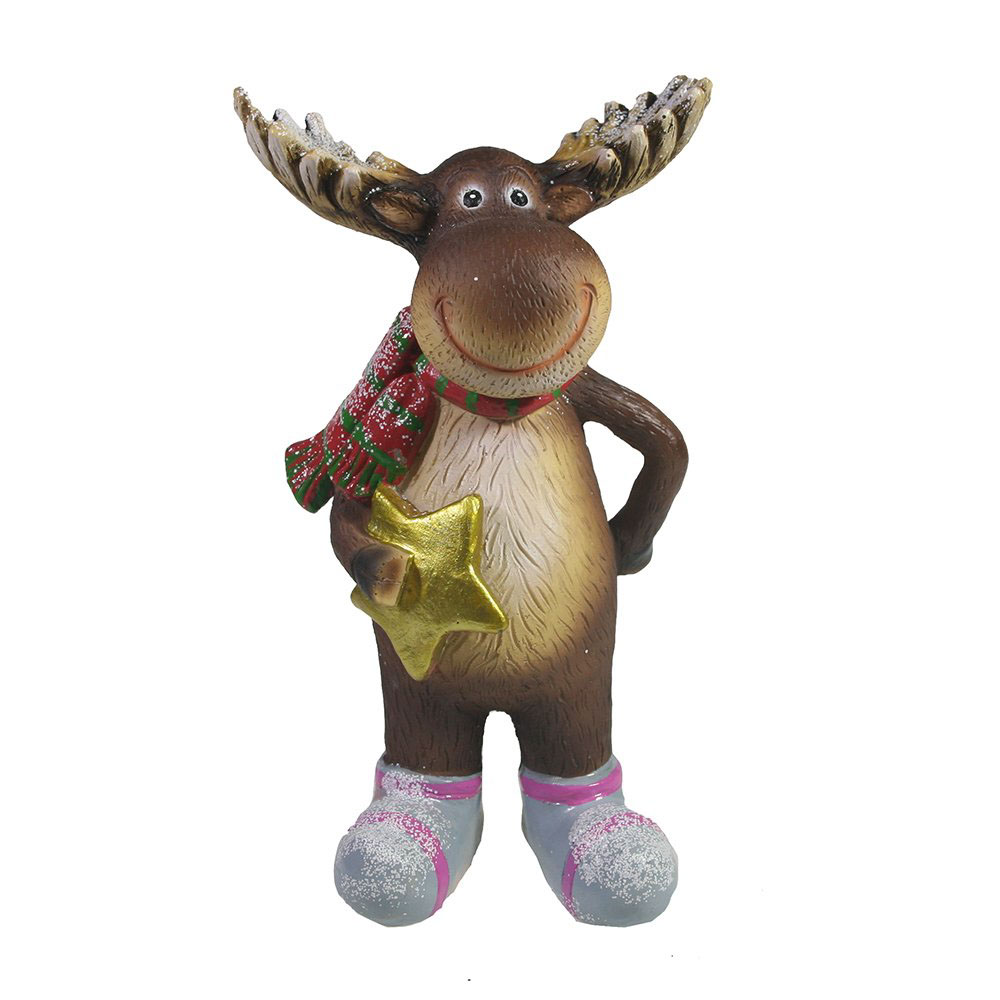 Фигура декоративная Лось со звездочкой, полистоун 7,5х10х17,5см по цене 