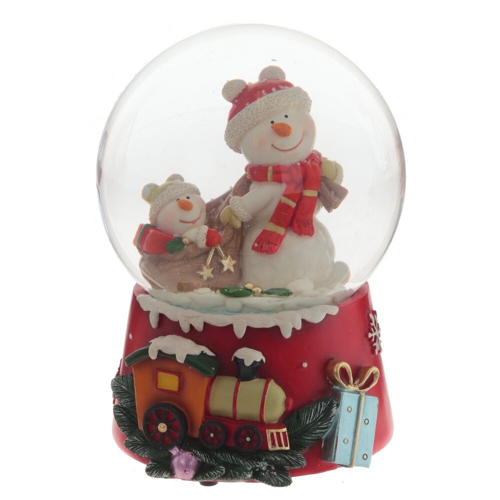 Фигурка в стекл шаре Снеговики муз с ключ 10см арт.812408 по цене 