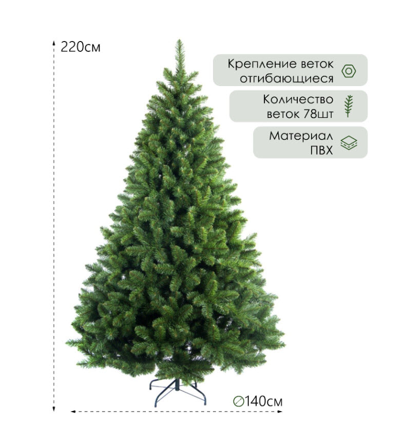 Елка искусственная Боярская 220см арт.2773248 по цене 