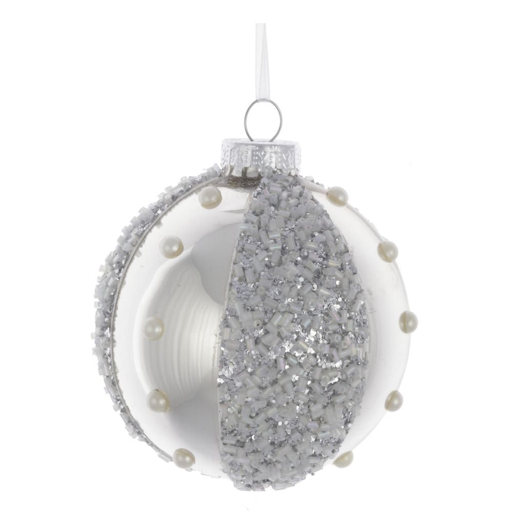 Украшение новогоднее Шар Серебряный блюз 8см по цене 
