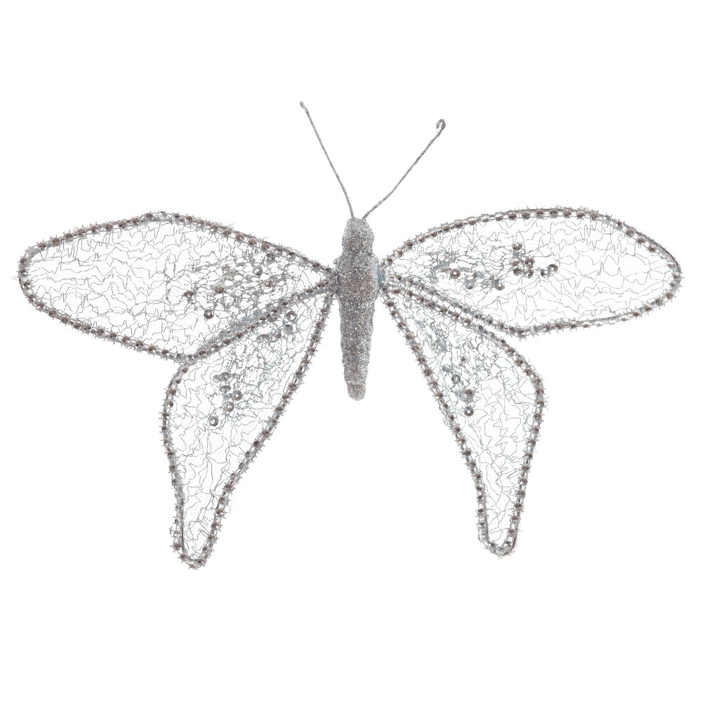 Изделие декоративное Бабочка серебро 26х2,5х20см арт.791119 по цене 