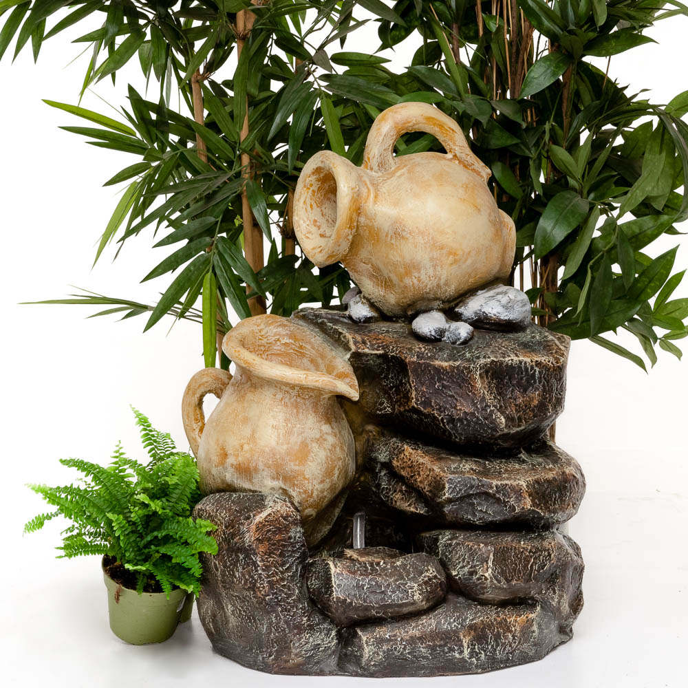 Фонтан Кувшины на камне стеклопластик 55x73x50см арт.U08168 (Ч) по цене 