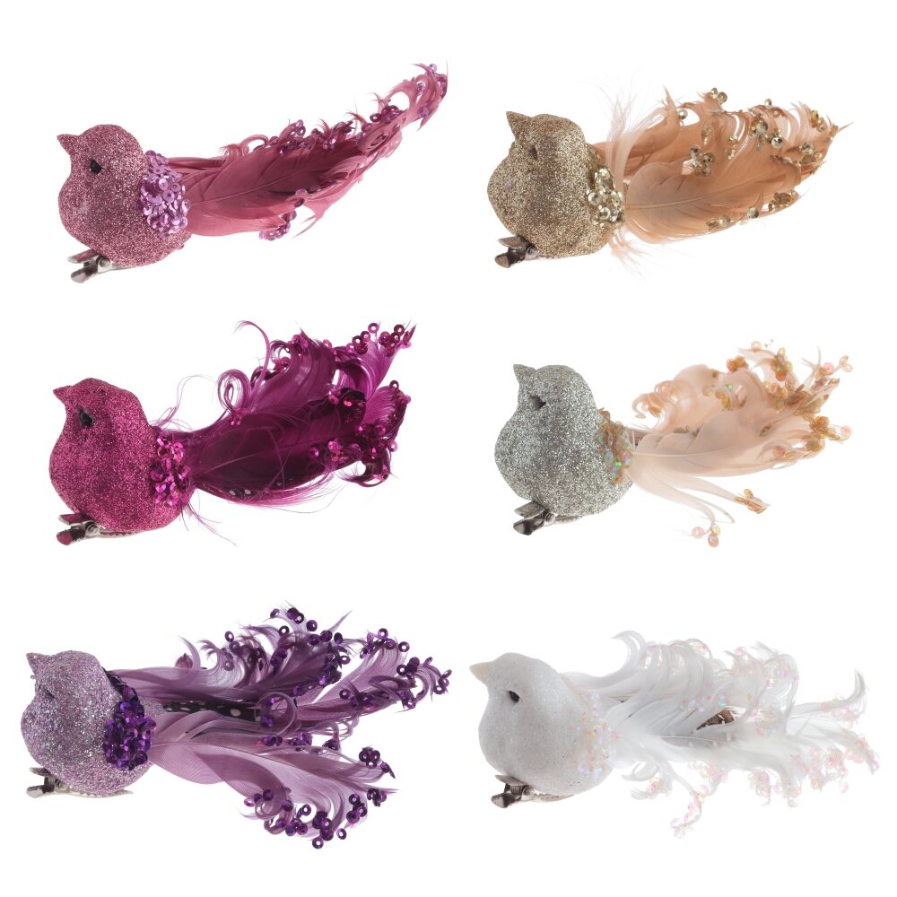 Изделие декоративное Птичка на клипсе 11х4х4см 6в. арт.808723 по цене 