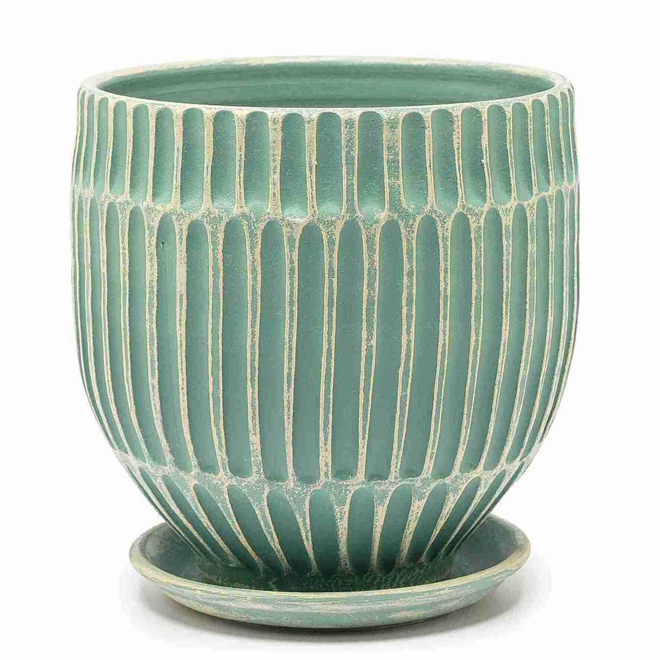 Горшок овал Ритм 18х19см 3,5л керамика,бирюза арт.663415 по цене 