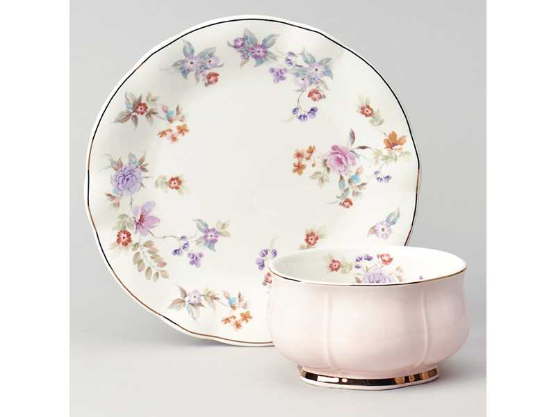 Набор для завтрака Лефард Времена года 2пр 440мл розовый, фарфор арт.42-562 по цене 