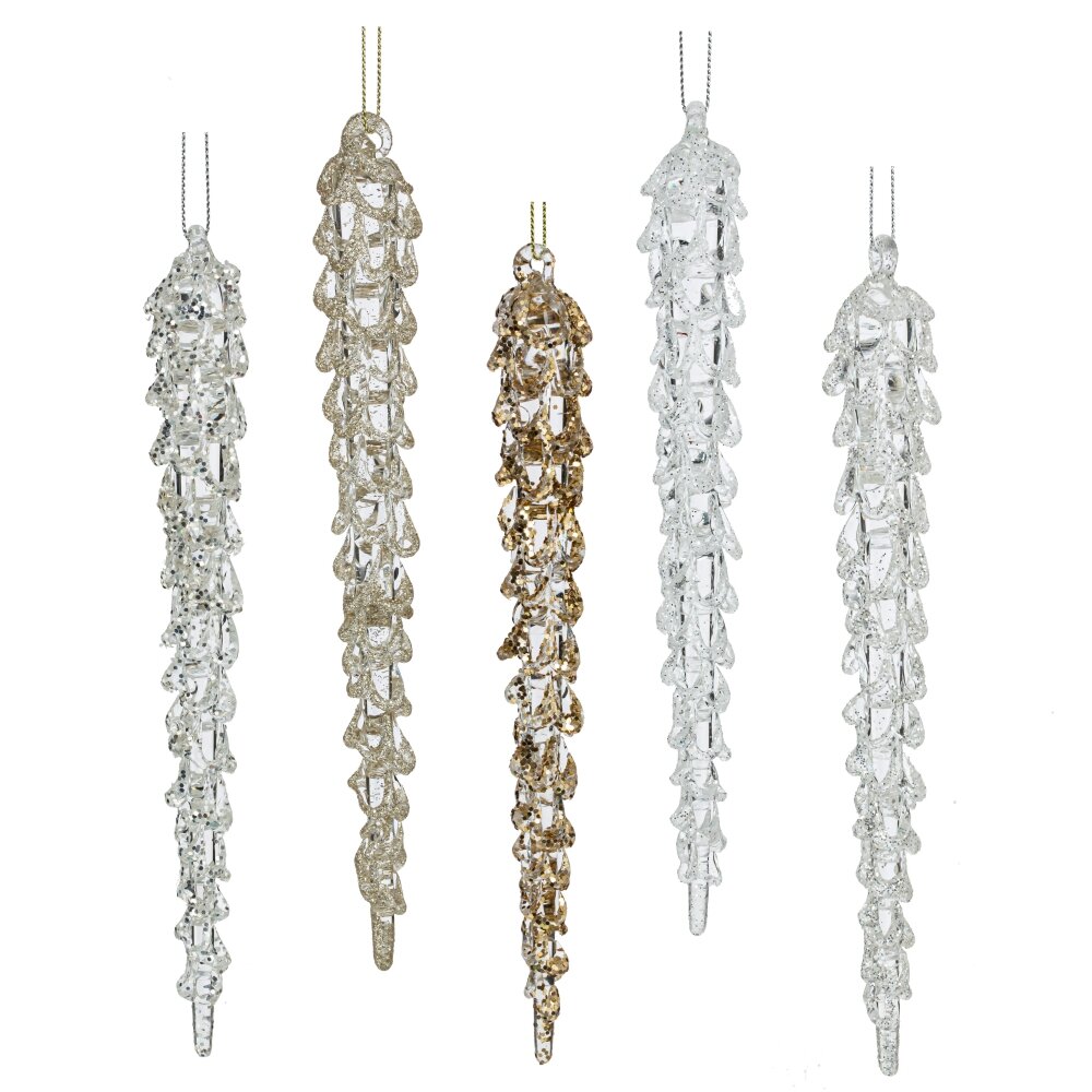 Украшение новогоднее Сосулька 2,5х2,5х20см стекло арт.793012 по цене 