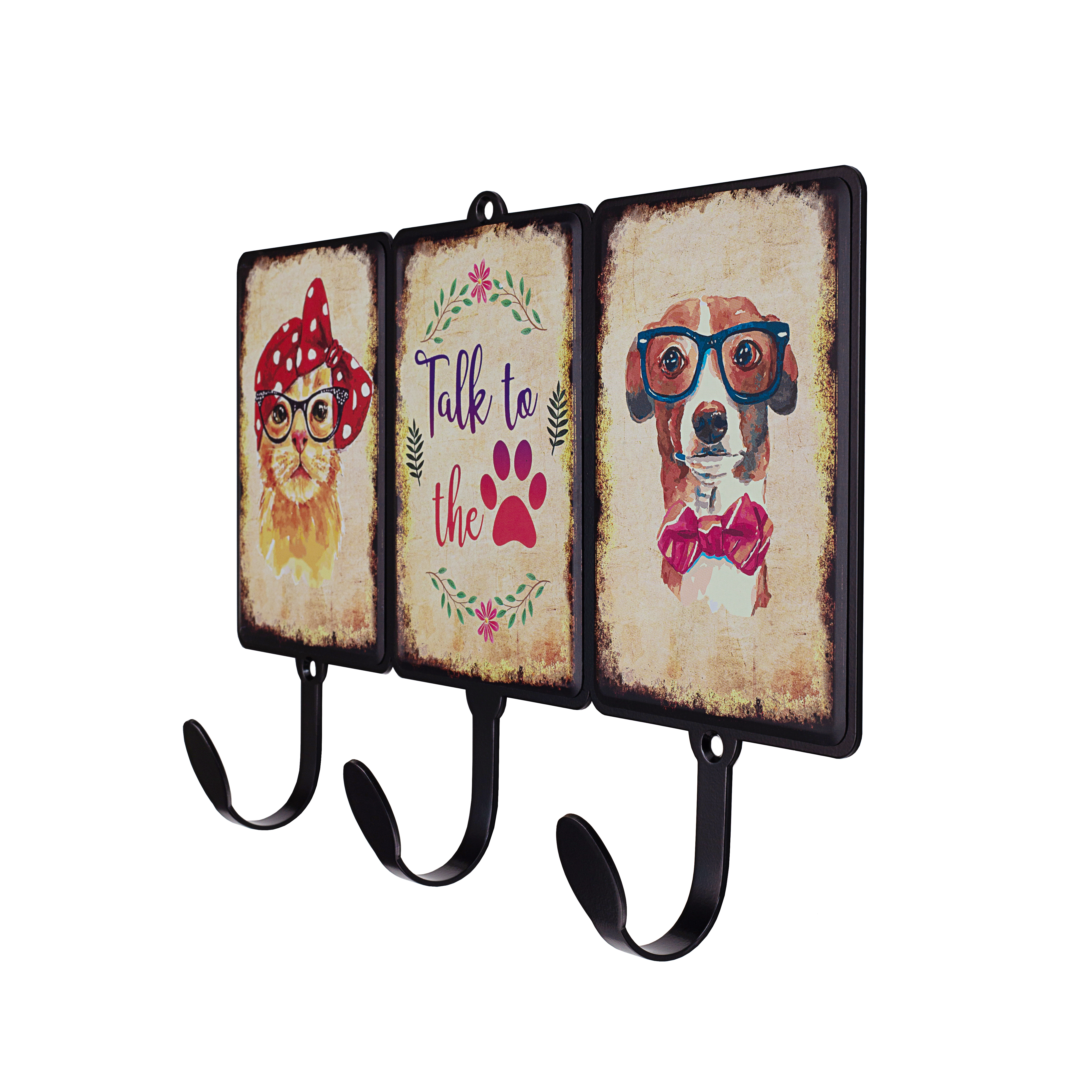 Вешалка декоративная Кот и пес 32,1x21,7x5,2см, металл арт.VL013-BY по цене 