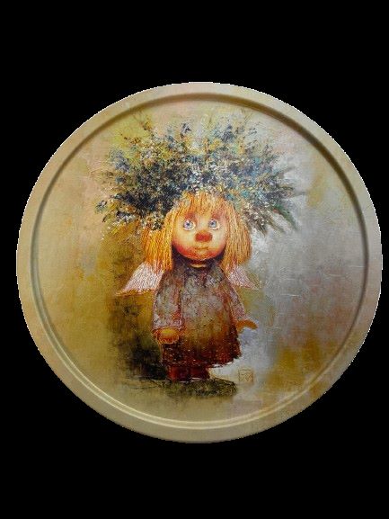 Тарелка декоративная Ангел спокойствия 20х0,4см, металл арт.TS027 по цене 