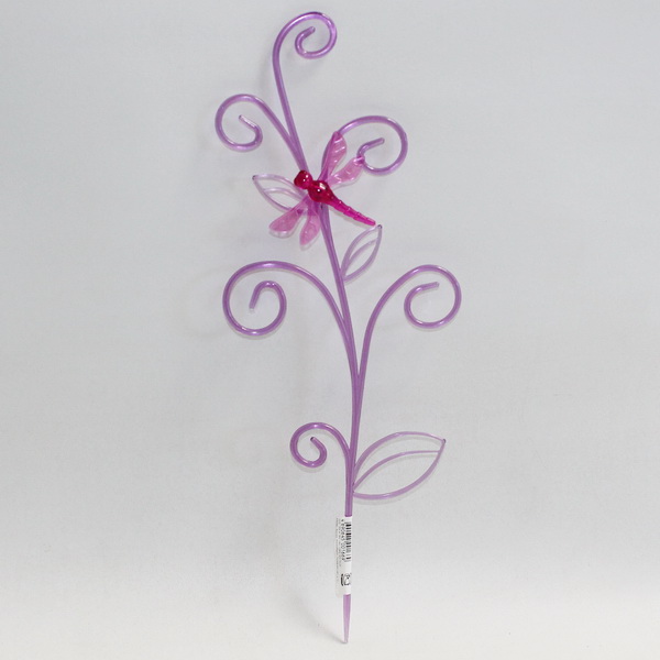 Держатель для растений Стрекоза на ветке 36,2х13,4х1,5см, фиол/розовый по цене 