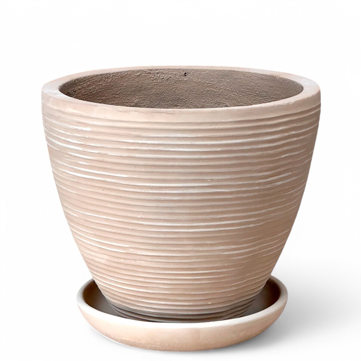 Горшок с поддоном Полоски 30л 35х41см песочный, композитный бетон арт.736560 по цене 