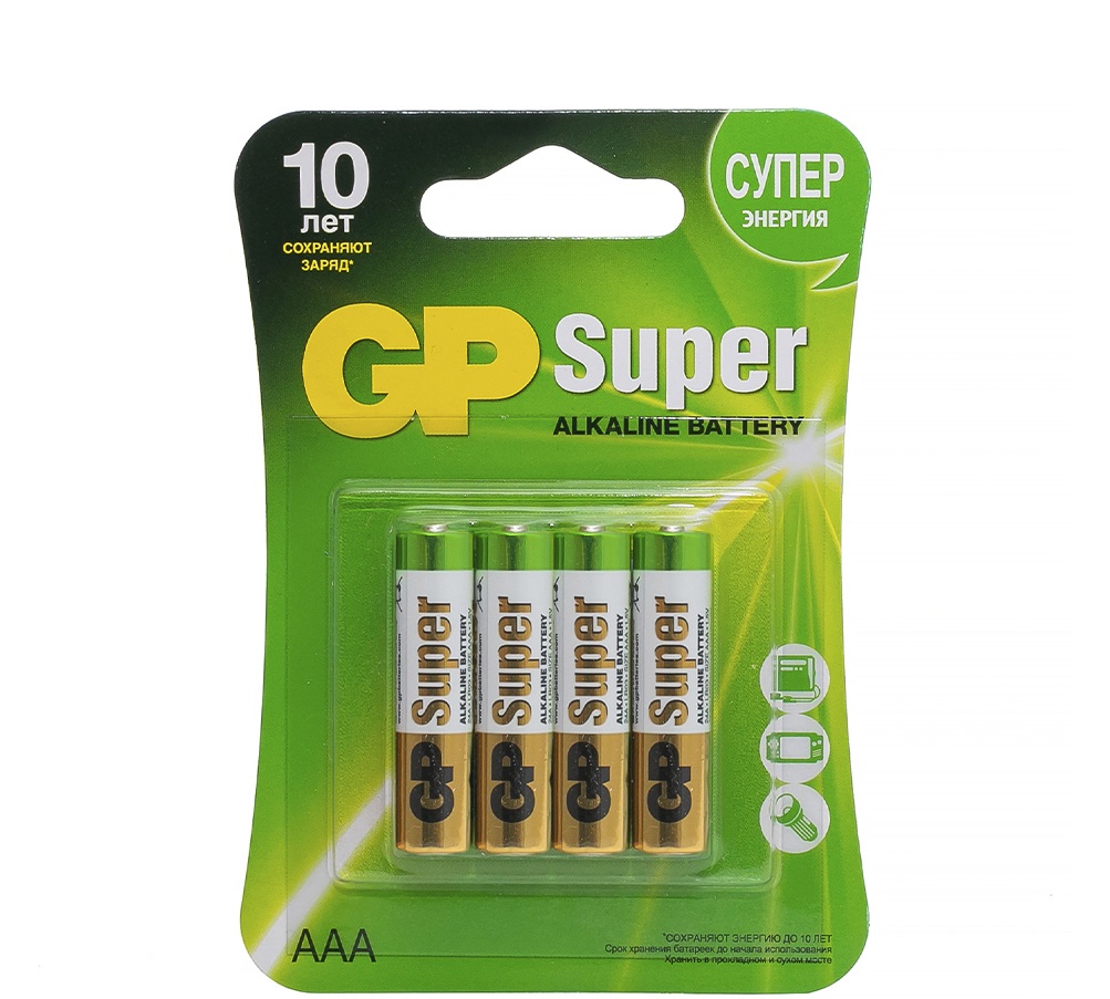 Батарейки ДжиПи Супер тип ААA 4 шт. на блистере по цене 