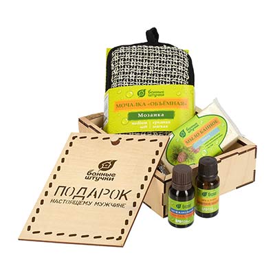 Набор Подарок настоящему мужчине для него в дерев.коробочке Банные штучки по цене 