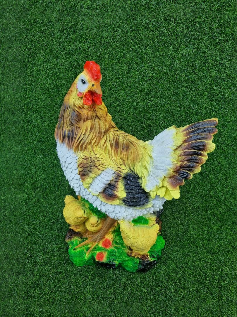 Фигура садовая Курица с цыплятами 17х29х40см, полистоун по цене 