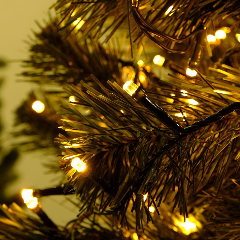 Электрогирлянда Нить 120 теплых белых LED ламп 12м с контроллером, соединяемая до 10шт, уличная, дис по цене 