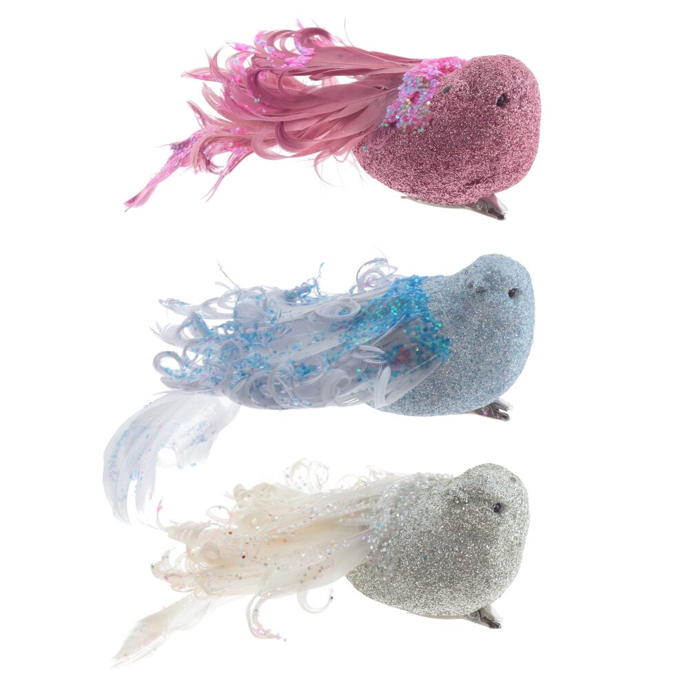 Изделие декоративное Птичка на клипсе 15х8х5см 3в. арт.808726 по цене 