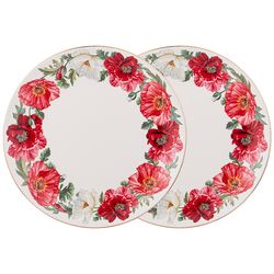 Набор тарелок обеденных Маки фарфор белый 2шт 25,5см Китай по цене 